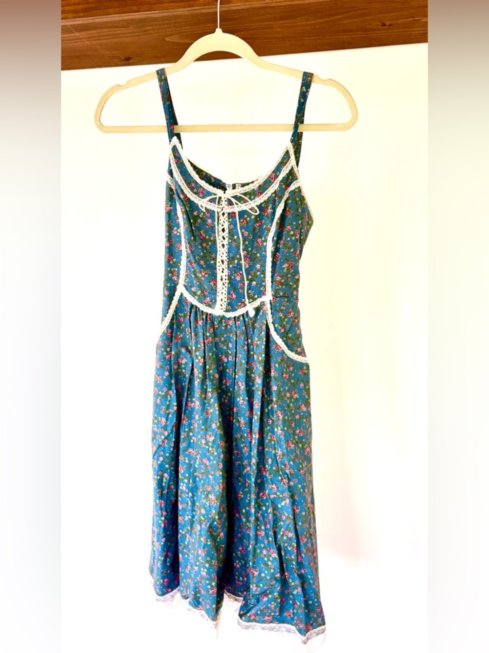 Vintage Gunne Sax by Jessica Blue Floral Corset Lace-Up Prairie Dress German